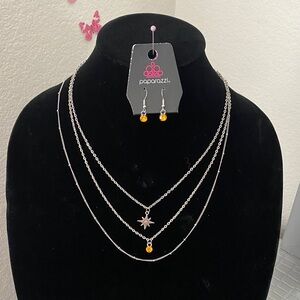 Paparazzi Silver Necklace with Orange Accents